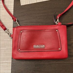 Kenneth Cole Reaction Red Pebbled Leather Crossbody or Clutch